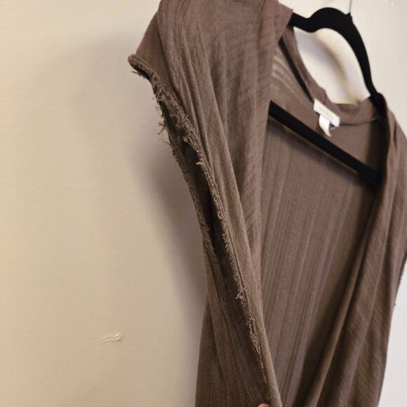 Garnet Hill S Brown Sleeveless Deep Cowl Neck Dress Sheer Gauzy Swim Coverup - Picture 5 of 12